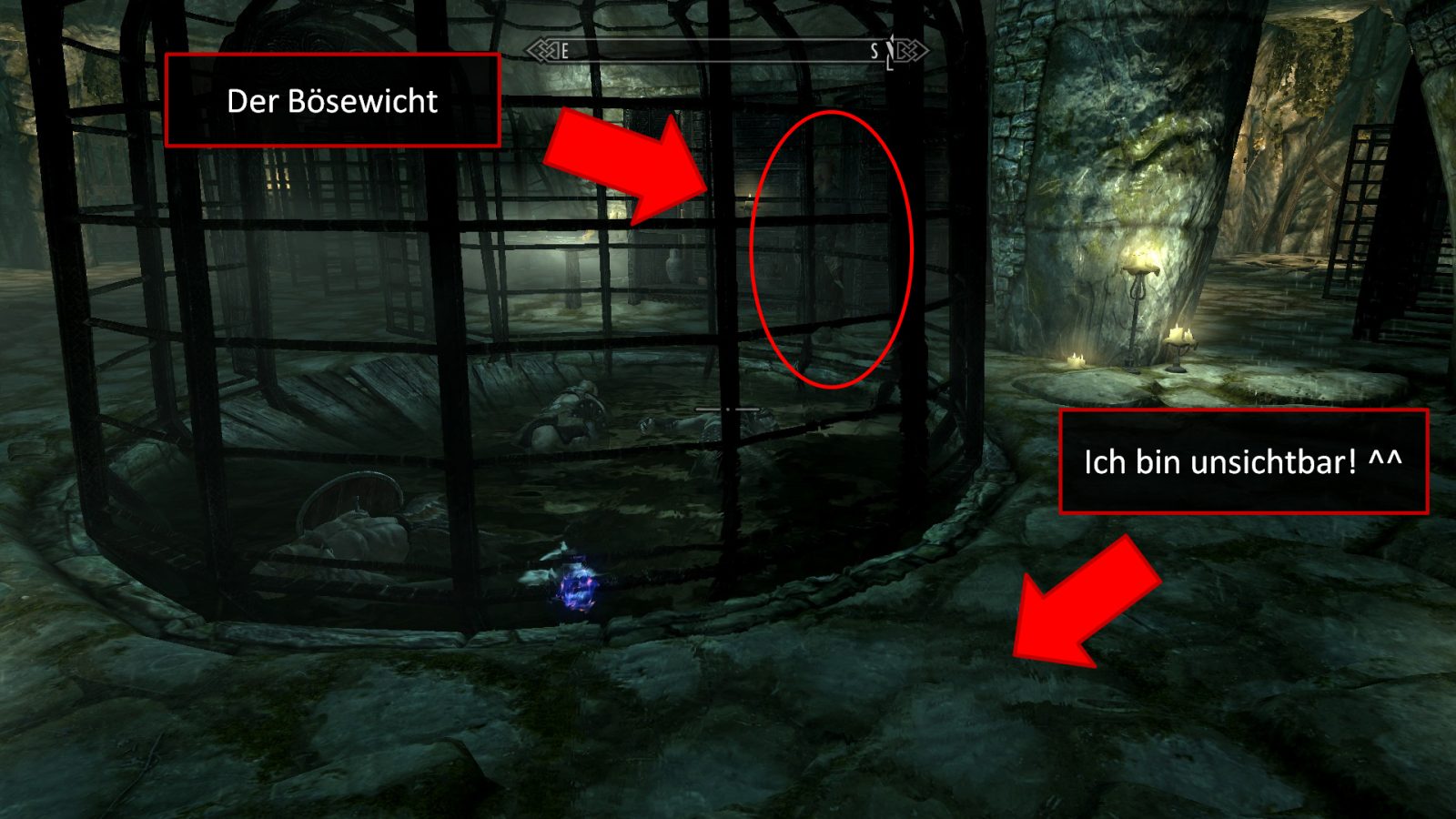 Screenshot aus Skyrim: Ein böser Magier hat unschuldige Abenteurer für seine Experimente benutzt.